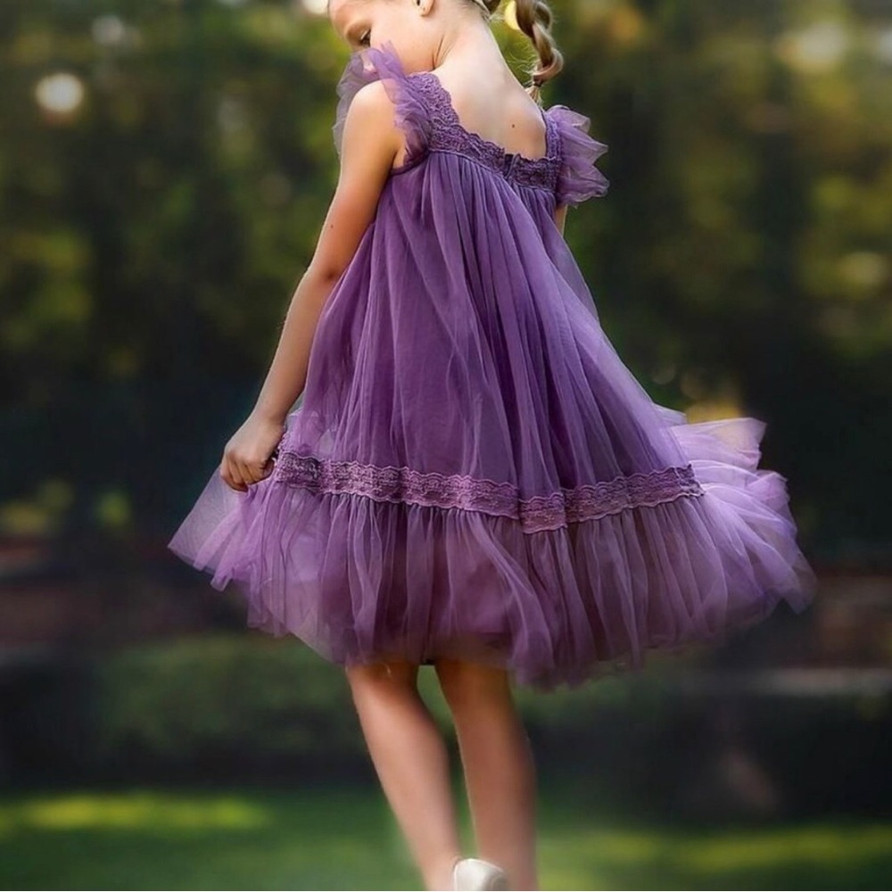 Think Pink Bows Purple Tulle Kailani Dress Toddler size 3T. New with tag.